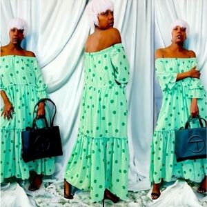 Scoop Women's Voluminous Off Shoulder Maxi Dress